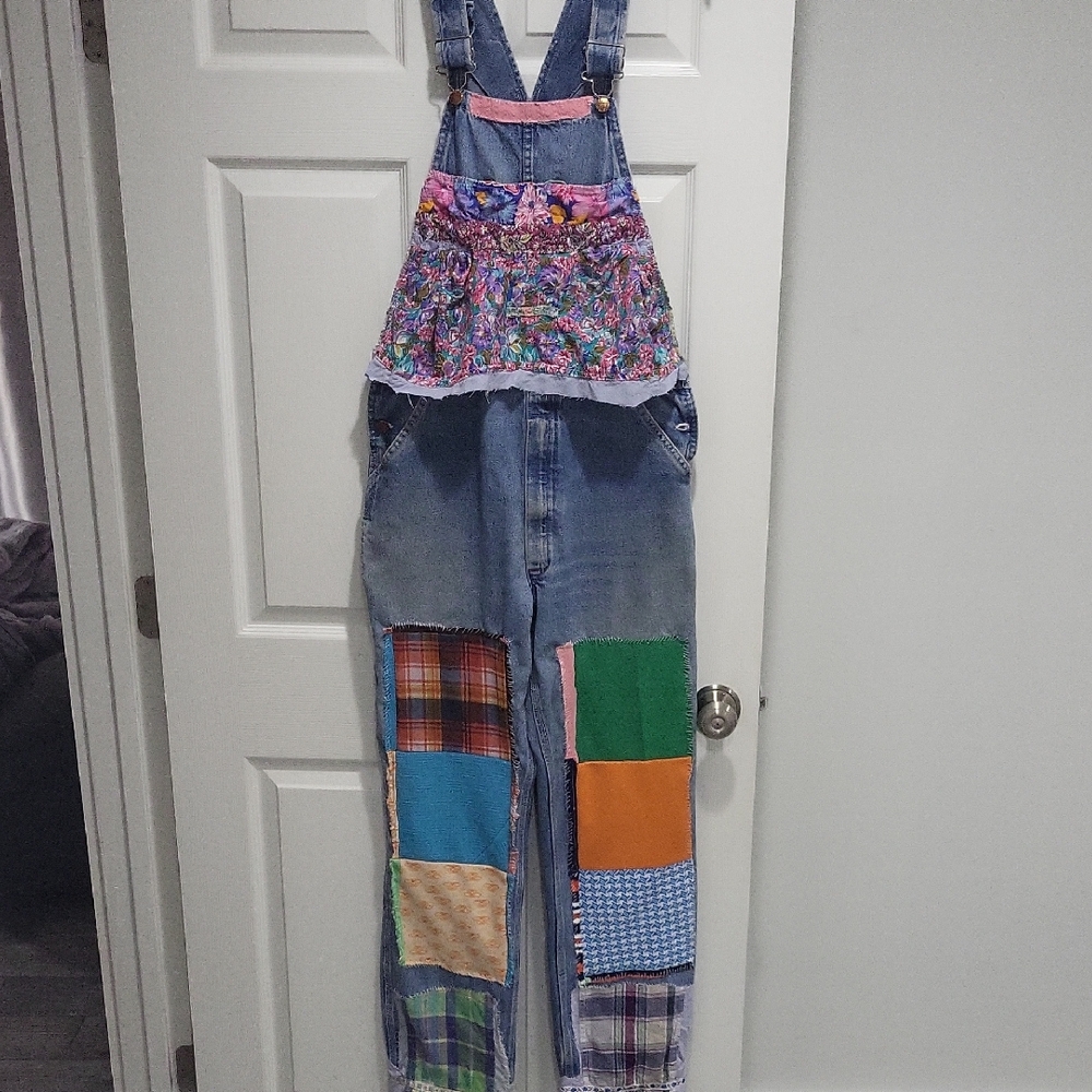 Upcycled,Patchwork Denim Overalls - image 1